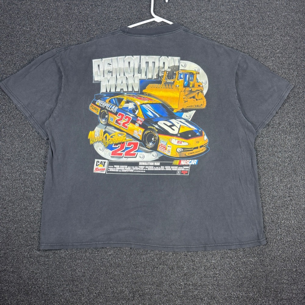 Vintage 2001 Ward Burton NASCAR T-Shirt XXL Demolition Man Caterpillar CAT 22